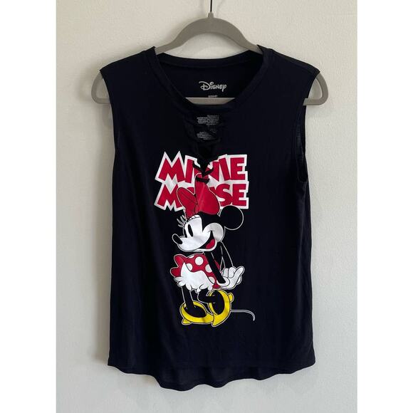 NWOT Juniors Large Minnie Mouse Lace Up Sleeveless Top - Picture 1 of 3